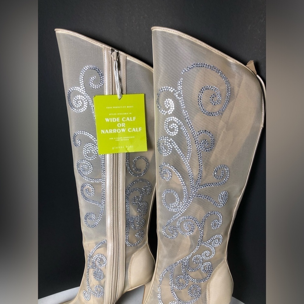 Gianni Bini Audrina Mesh Rhinestone Tall Boots Beige Women's Boots size 6 NWT - Picture 9 of 15